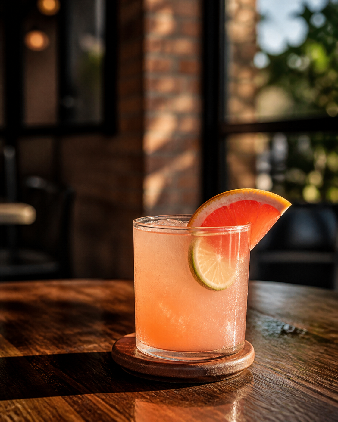 A bright grapefruit cocktail at La Leona